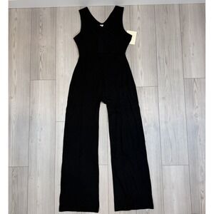NWT Organic Cotton WMNS XL Gaiam Black Wrap Tank Jumpsuit Yoga Bootcut Bodysuit